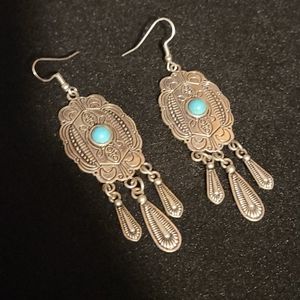 Silver and Turquoise Dangling Earrings